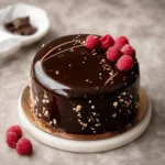 Chocolate and Raspberry Mousse Cake with Dark Chocolate Mirror Glaze