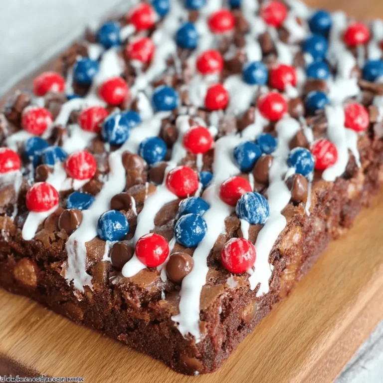 Fudgy Memorial Day Brownies with Red, White & Blue Toppings