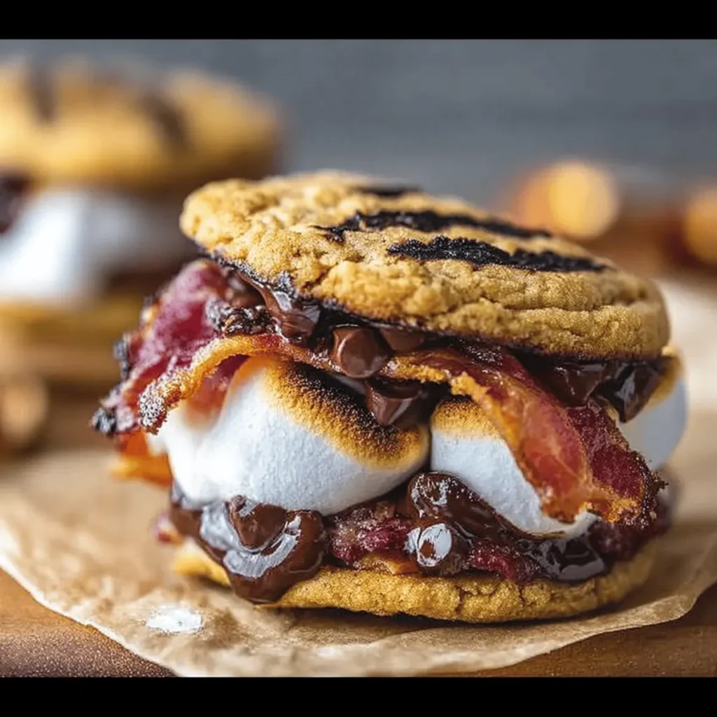 Grilled Chocolate Chip Cookie Bacon S’mores