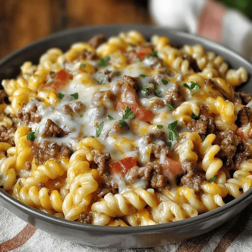 Loaded Cheeseburger Alfredo Pasta