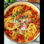 One Pan Spaghetti with Roasted Tomatoes
