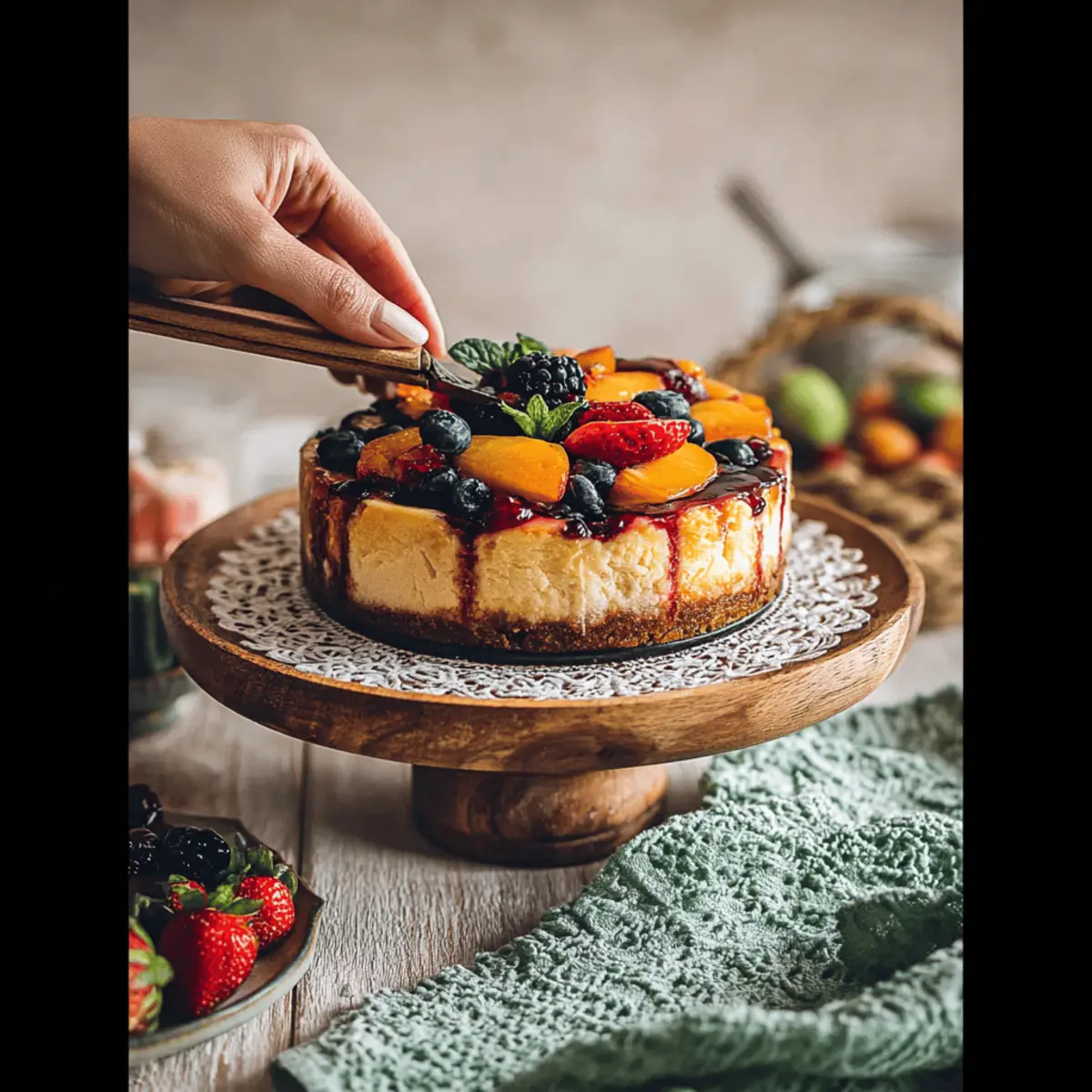 Summer Berry and Peach Cheesecake Bliss: Indulge Your Senses