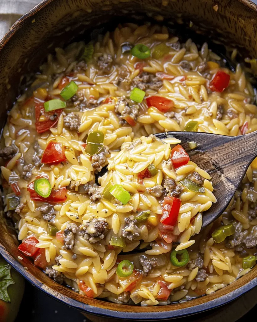 Cheeseburger Orzo Delight