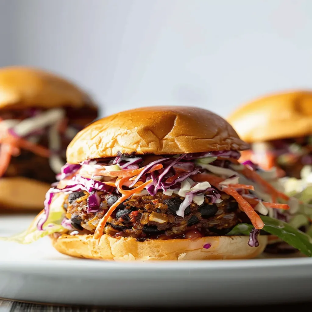 Chipotle Black Bean Burgers with Buttermilk Slaw