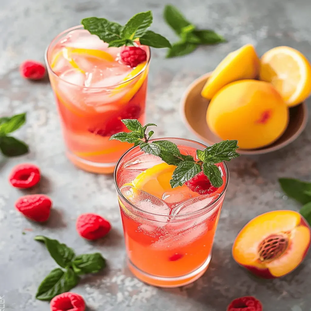 Homemade Raspberry Peach Lemonade