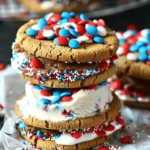 Patriotic Cookie Ice Cream Sandwiches