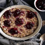 Peanut Butter and Jelly Blended Baked Oats