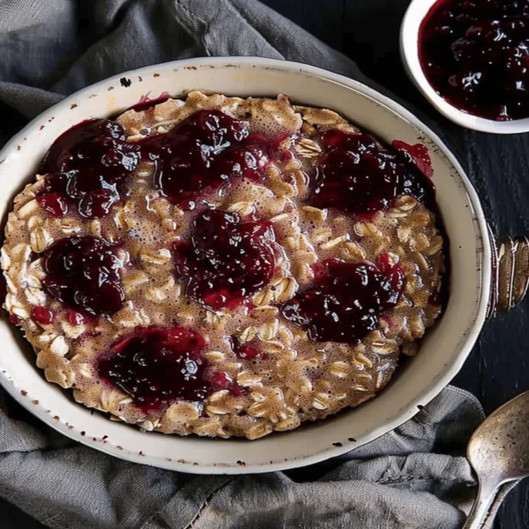 Peanut Butter and Jelly Blended Baked Oats