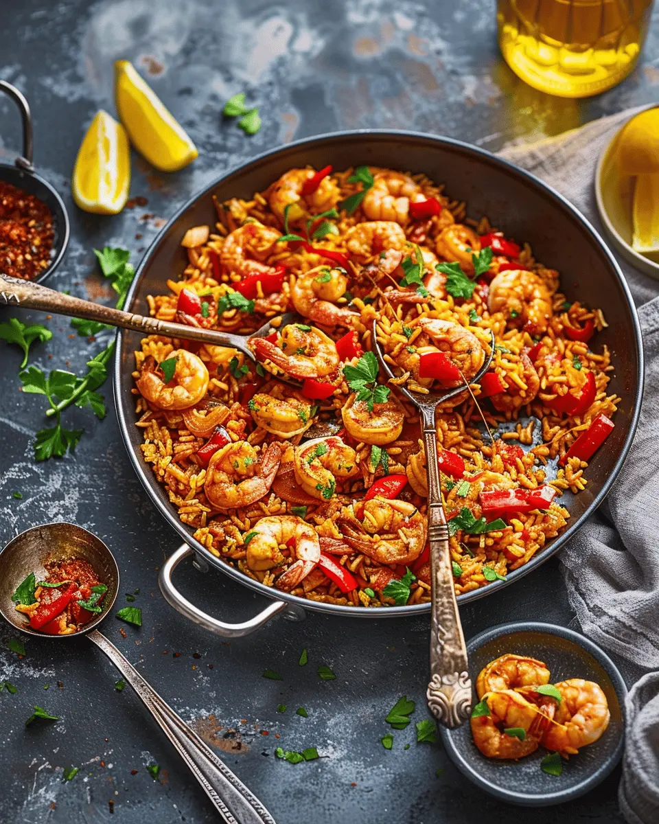 Spanish-Style Roasted Red Pepper and Paprika Prawn Rice Delight