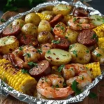 Shrimp, Corn, Potatoes, and Smoked Sausage Foil Pack