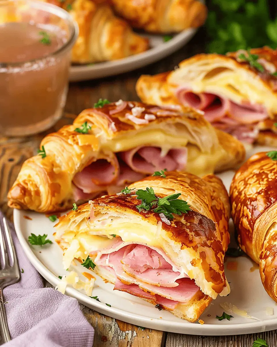 Ham and Cheese Croissant Sandwiches with Chicken Ham and Turkey Bacon Delight