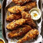 Spicy Honey Mustard Pretzel Chicken Fingers.