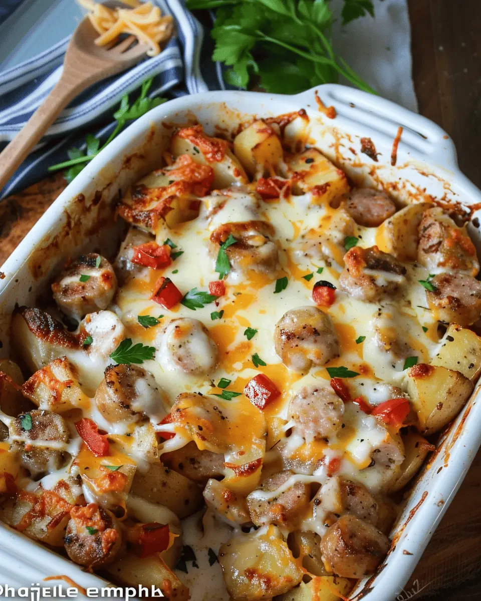 Halal Sausage and Potato Bake: Easy Cheesy Comfort Food Delight