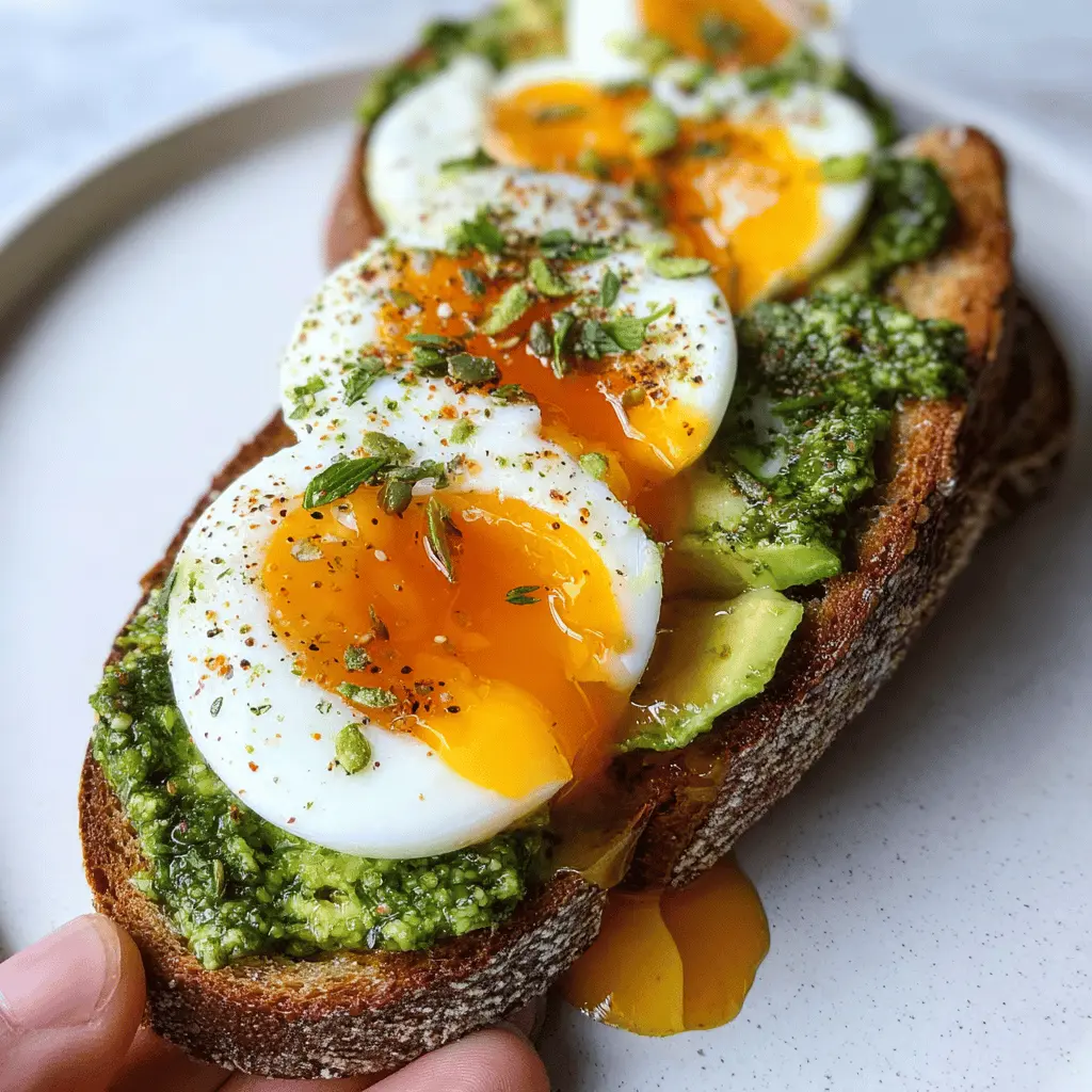 Jammy Egg, Avocado & Pesto Toast: The Best Recipe with Turkey Bacon