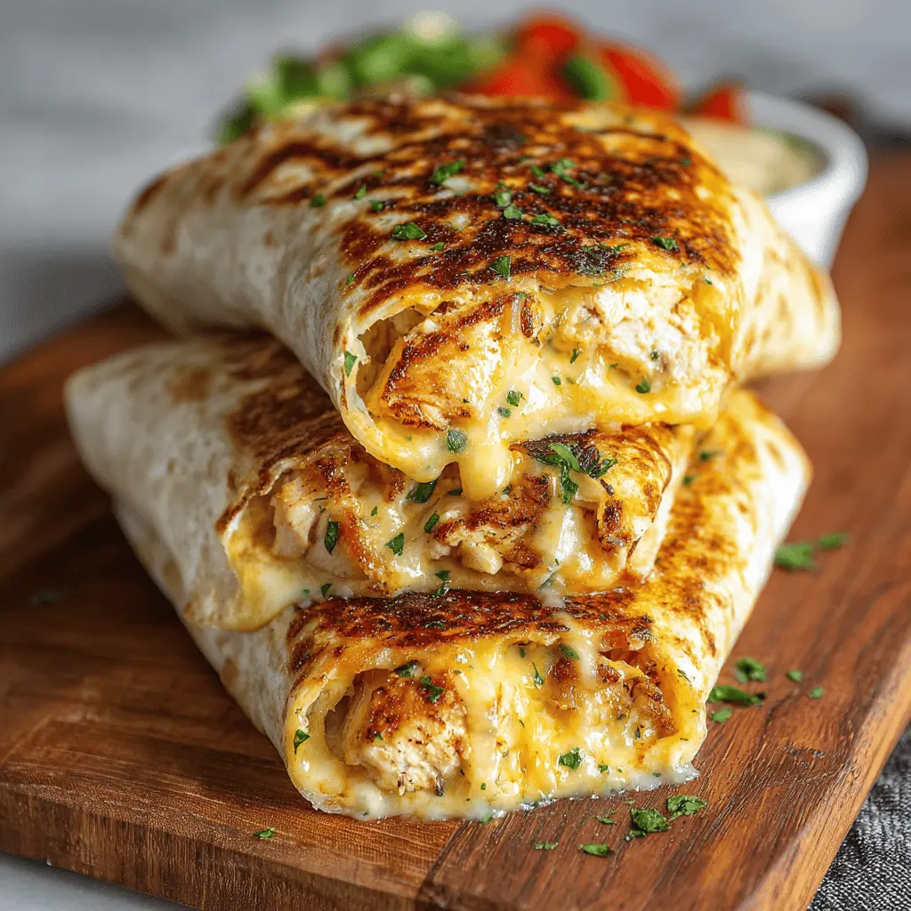 Ooey-Gooey Cheesy Garlic Chicken Wraps for Cozy Nights In