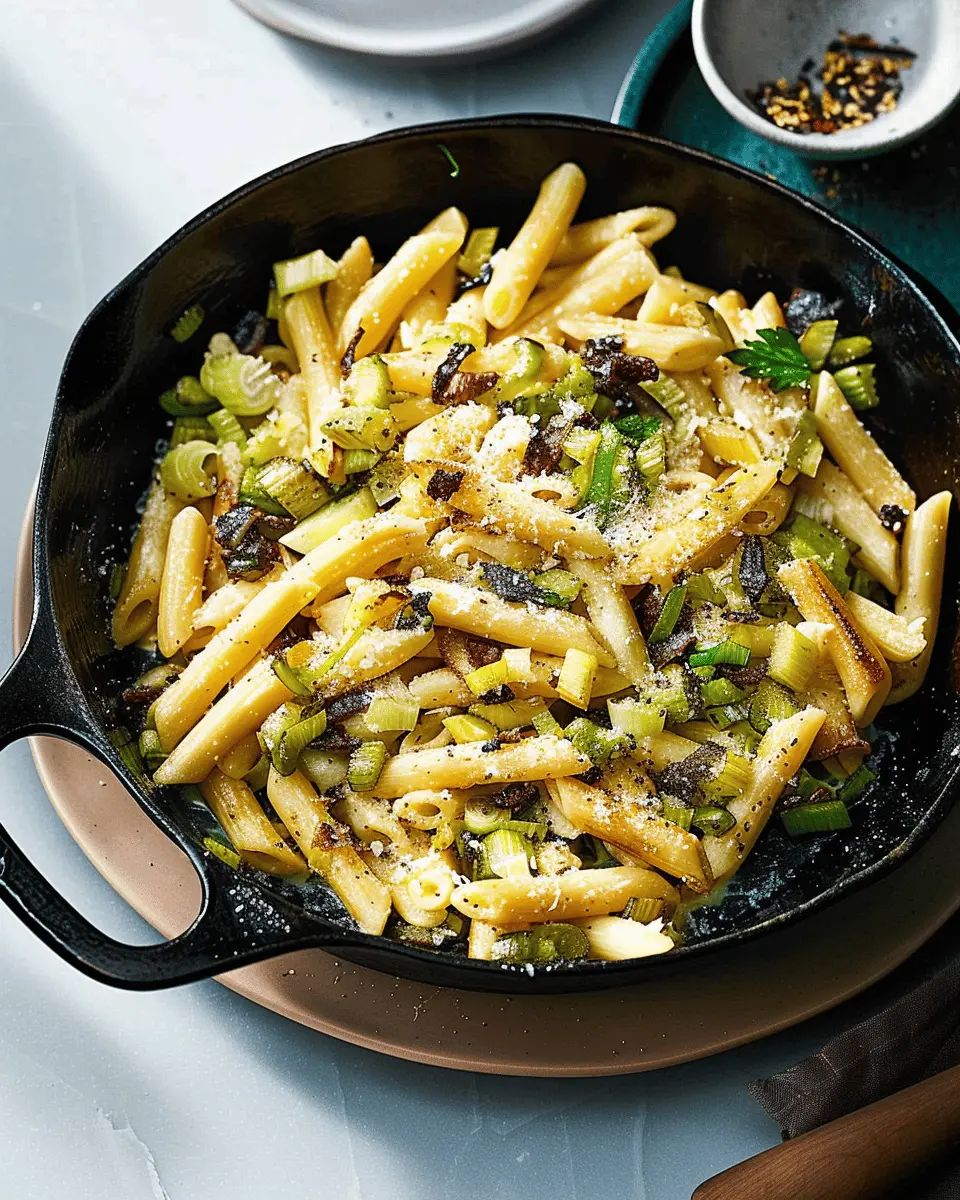 Miso Leek Pasta: Easy Recipe with Turkey Bacon and Peas