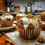 Spiced Date and Walnut Cupcakes with Orange Cream Drizzle