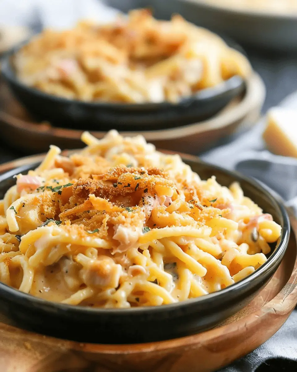 Creamy Chicken Cordon Bleu Pasta Bake with Turkey Bacon Delight
