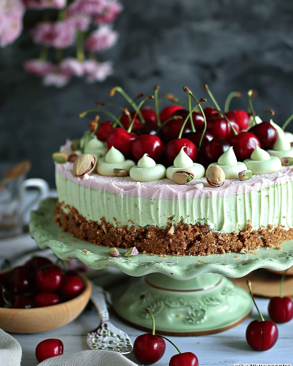 Cherry Pistachio Cheesecake: An Easy No-Bake Showstopper Delight