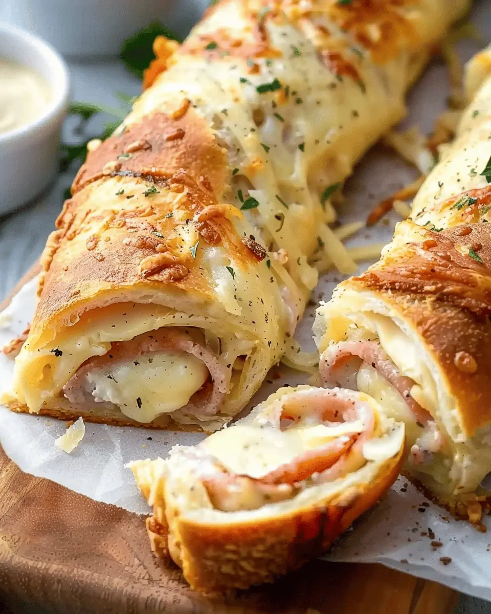 Chicken Cordon Bleu Stromboli Recipe with Turkey Bacon Twist