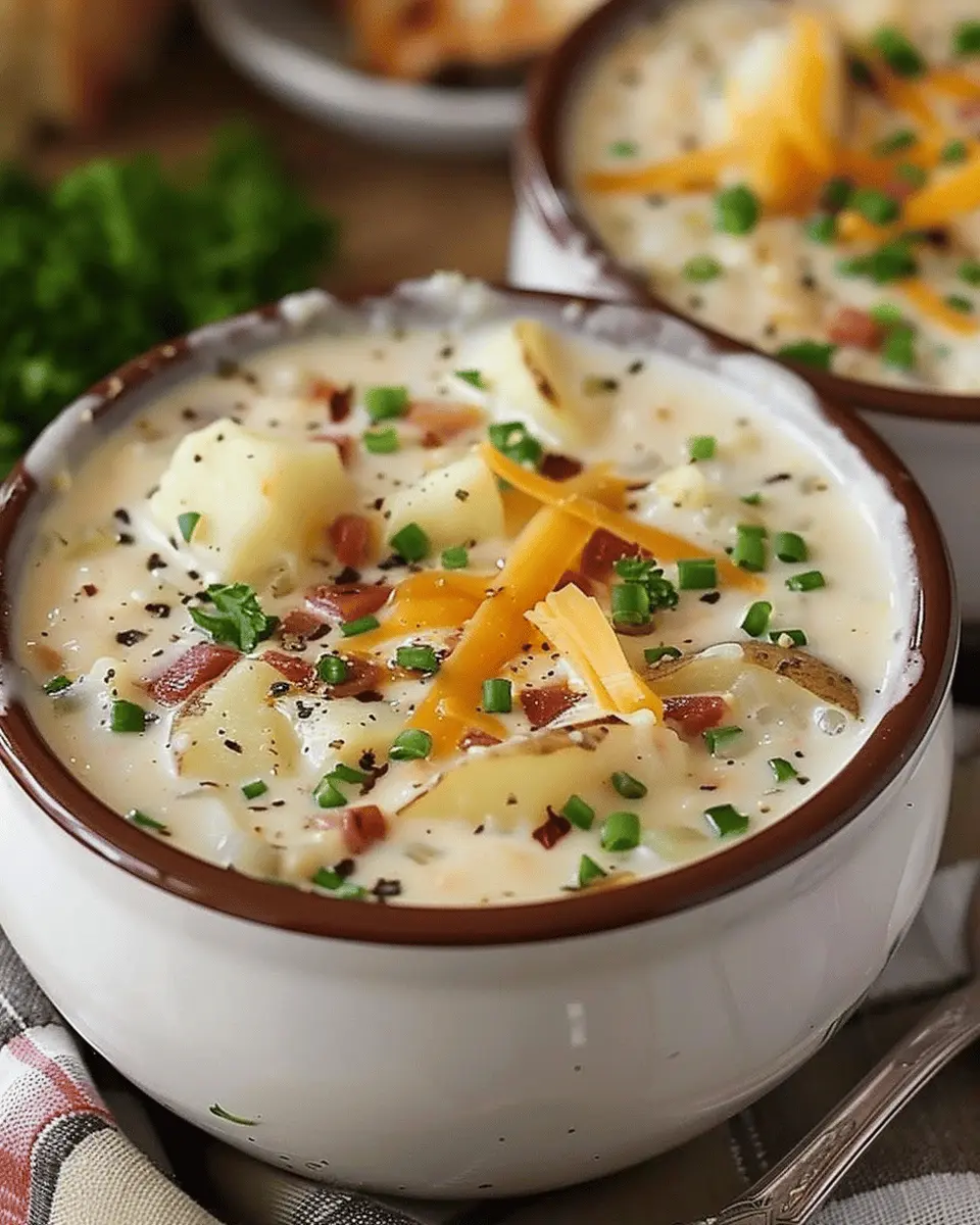 Creamy Potato Soup with Turkey Bacon and Chicken Ham Delight