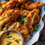 Pretzel Chicken Fingers with Spicy Honey Mustard Sauce
