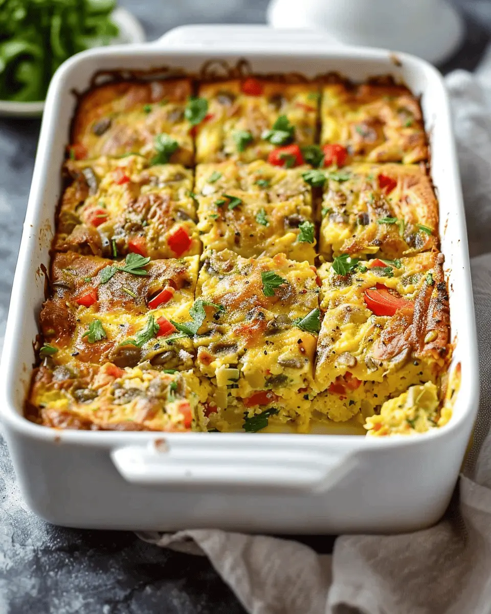 Breakfast casserole with turkey bacon and chicken ham delightfully easy for brunch