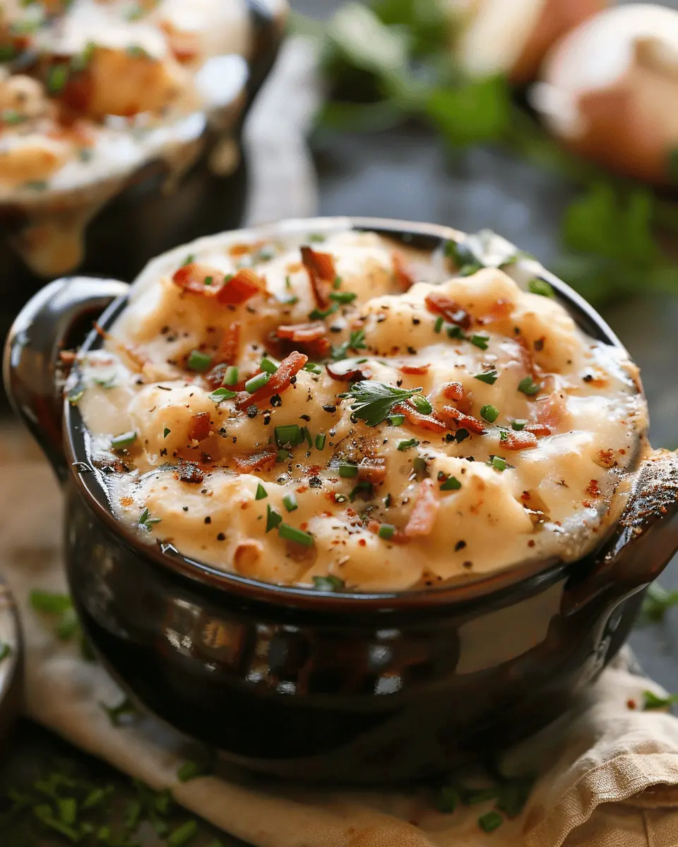 Comforting Loaded Baked Potato Soup with Turkey Bacon and Chicken Ham