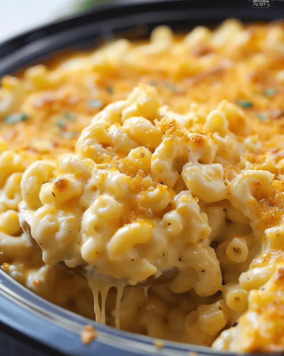 Best Macaroni and Cheese Crockpot with Turkey Bacon Delight