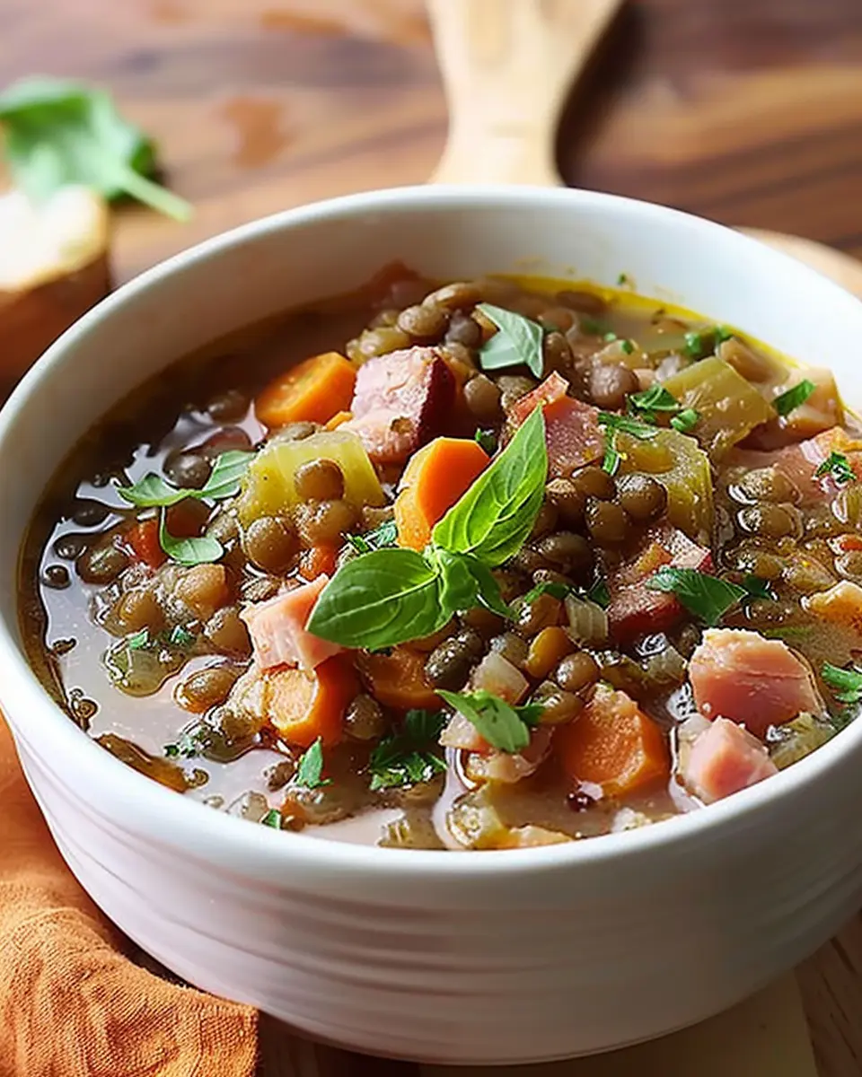 Crockpot Ham & Lentil Soup Delight: Hearty Comfort for All