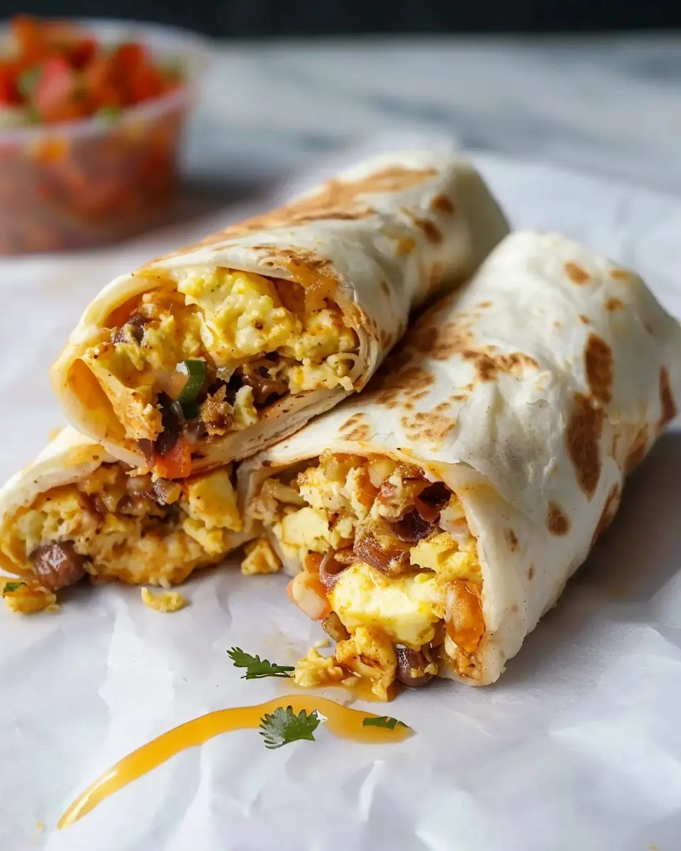 High-Protein Breakfast Burritos with Turkey Bacon and Chicken Ham