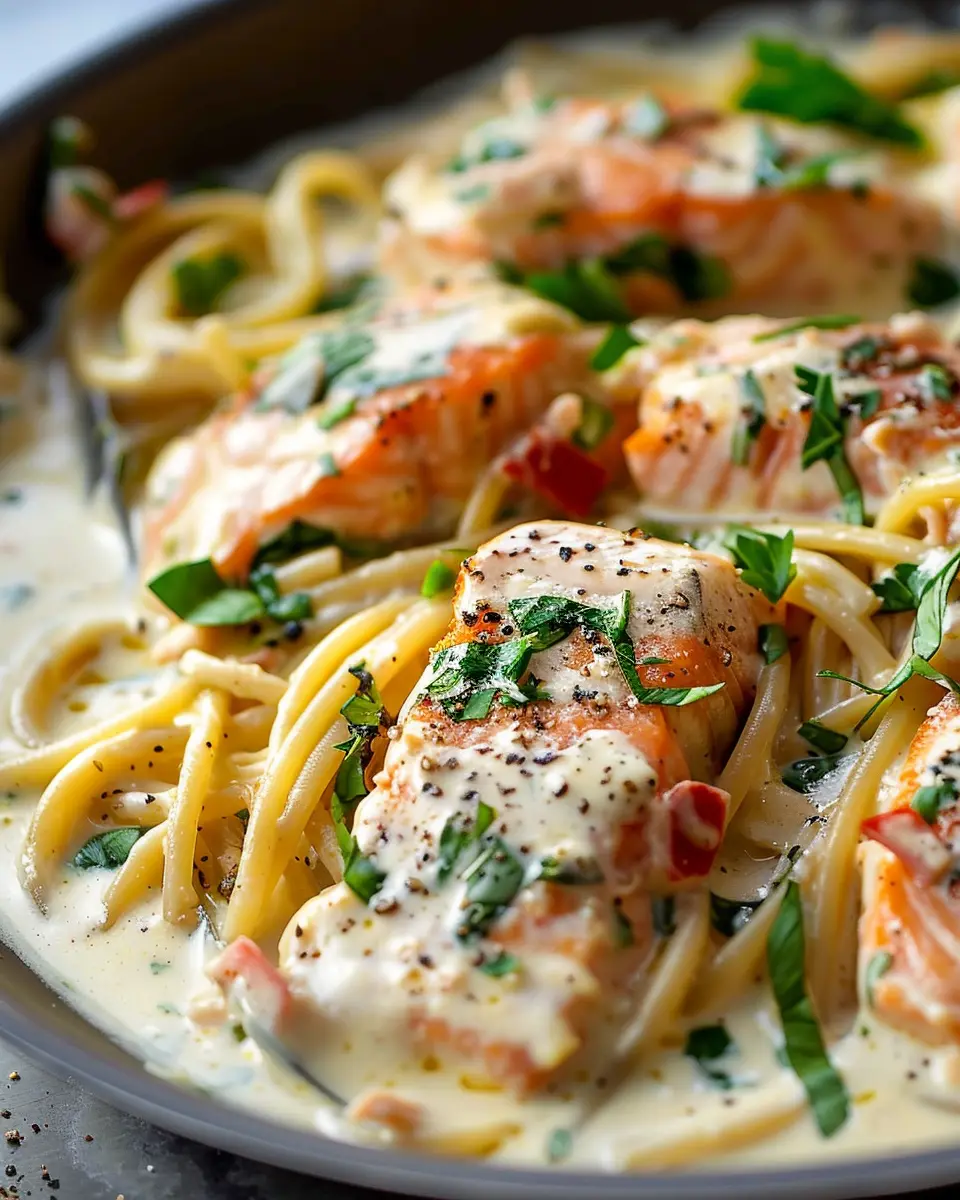 Creamy Tuscan Salmon Pasta with Turkey Bacon: A Delightful Twist