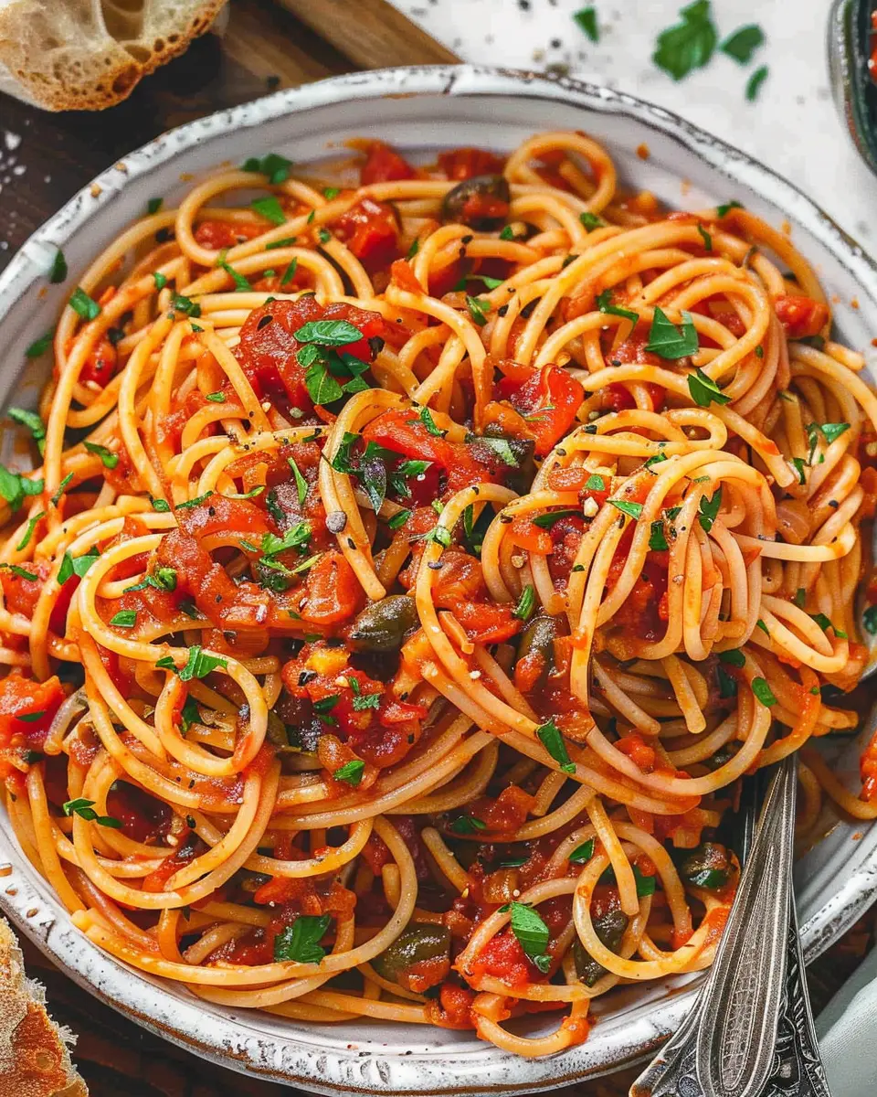 Spaghetti Puttanesca: Easy Recipe with Turkey Bacon and Chicken Ham