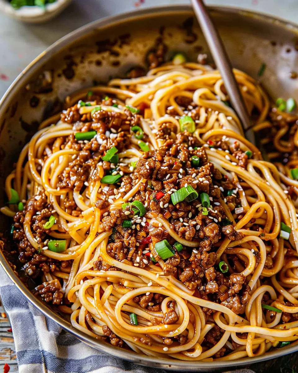 Mongolian Ground Beef Noodles Recipe