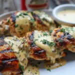 Grilled Stuffed Chicken with Cream Sauce