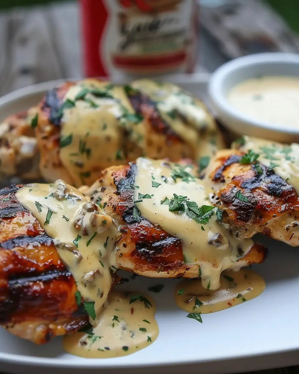 Grilled Stuffed Chicken: Indulgent Cream Sauce Delight