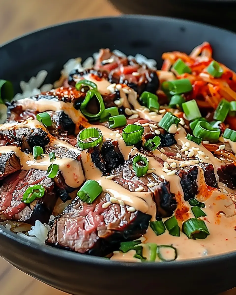 Korean BBQ Steak Rice Bowls: Indulgent Flavor with Spicy Cream Sauce
