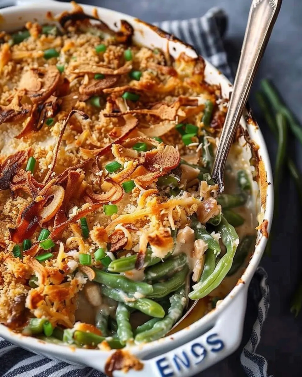 Ina Garten Green Bean Casserole with Turkey Bacon Twist