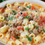 Creamy Parmesan Italian Sausage Ditalini Soup