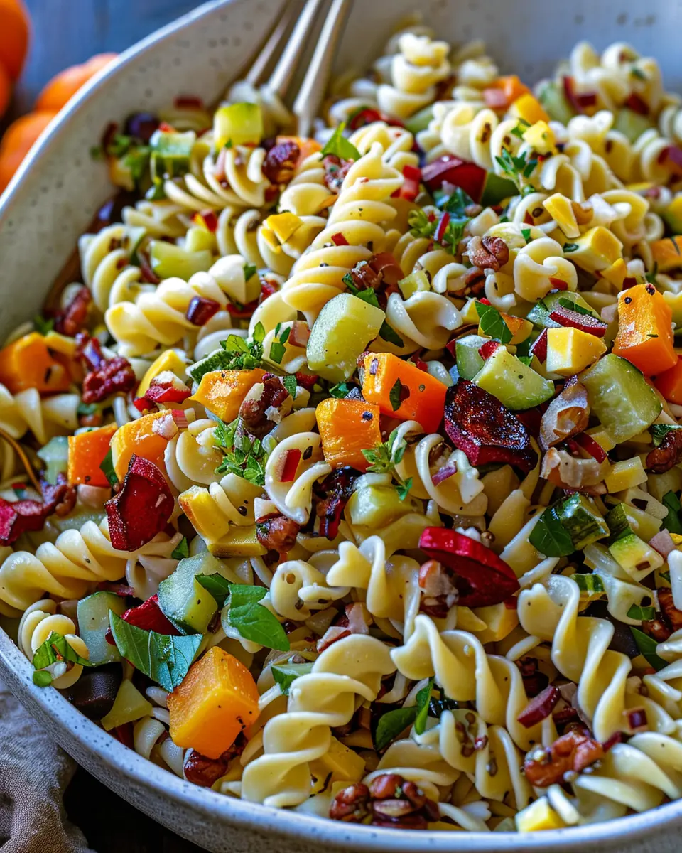 Fall Harvest Pasta Salad: Easy Recipe with Turkey Bacon & Chicken Ham