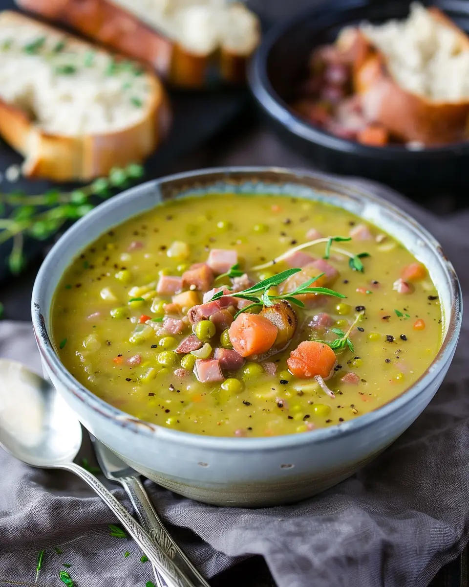 Split Pea and Ham Soup: Easy Comfort with Turkey Bacon and Chicken Ham