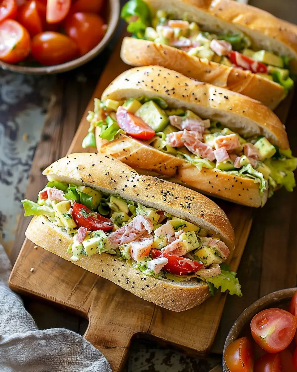 Italian Grinder Salad Sandwich with Turkey Bacon and Chicken Ham