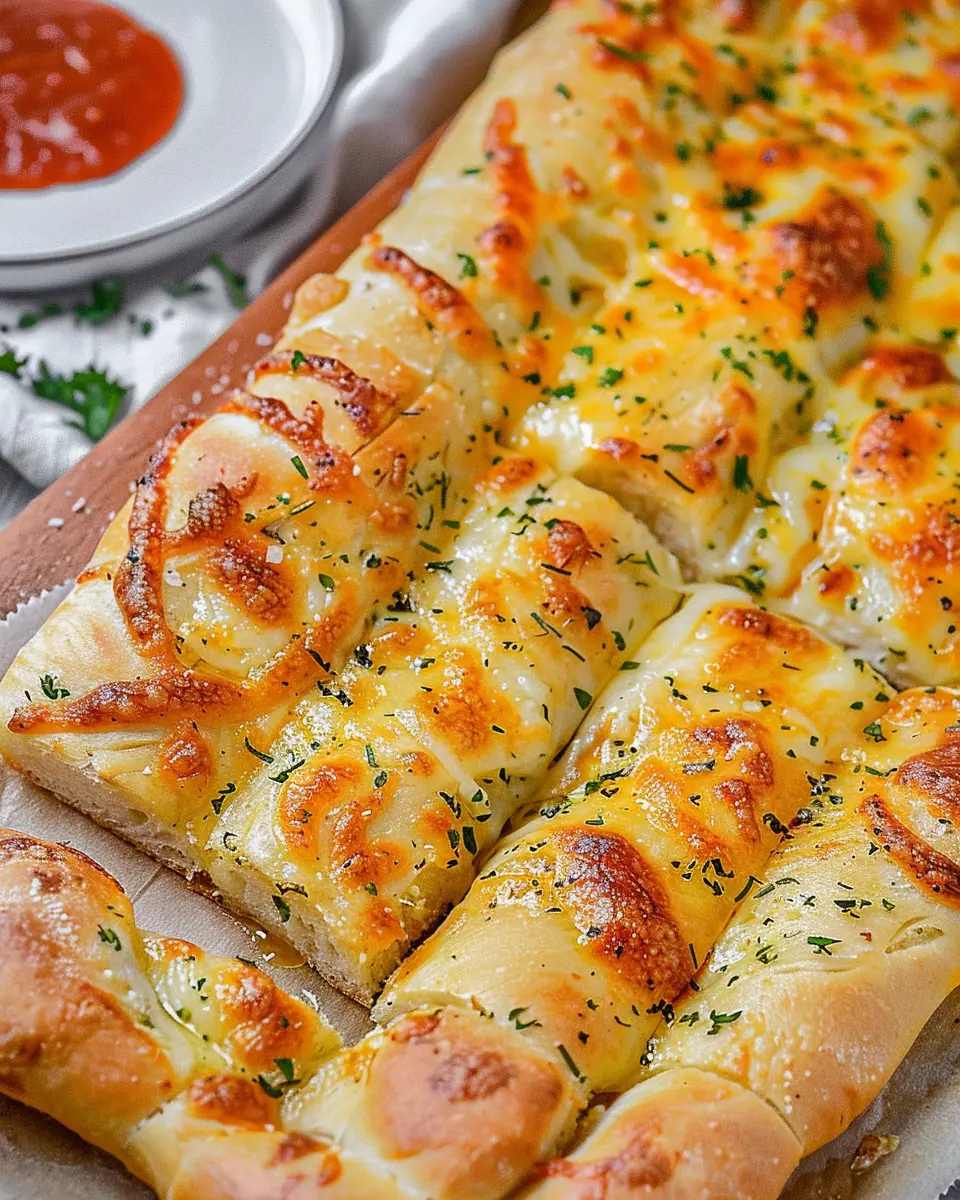 homemade cheesy garlic breadsticks that are irresistibly delicious