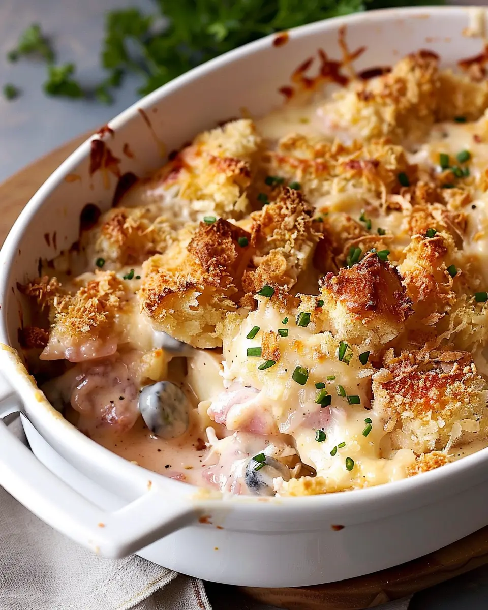Easy Quick Chicken Cordon Bleu Casserole with Turkey Bacon Delight