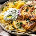 Dump-and-Bake Chicken Tzatziki with Rice